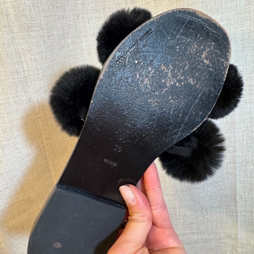Alexander Wang Black Pom-Pom Slide Sandals – Size 36 (Women’s US 6) - Picture 2 of 6